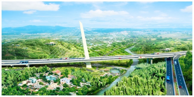 Rendering of a bridge on proposed freeway that would circle Cuenca.