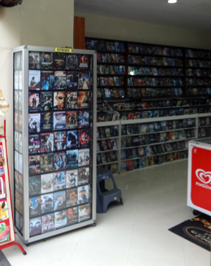 A video store in Cuenca's historic district.