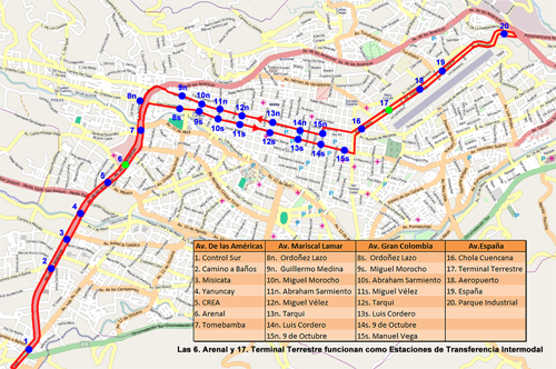 Map of the tram route.