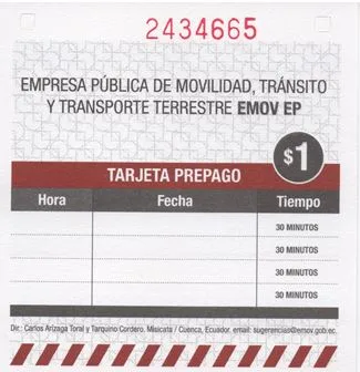 The newer-style tarjeta: same information,  different design and color. 
