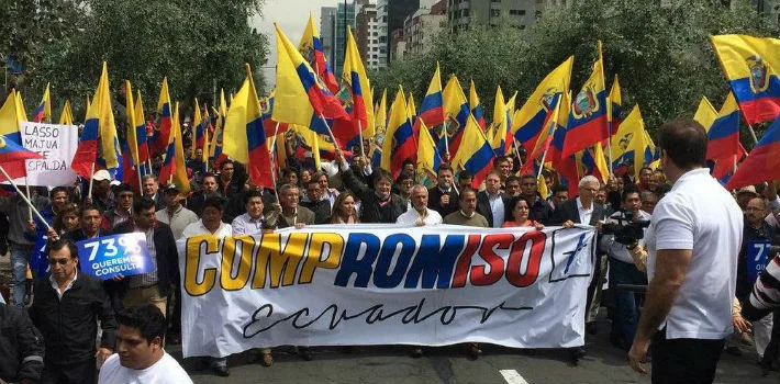 Marchers in Quito are demanding a public referendum on elimination of term limits.
