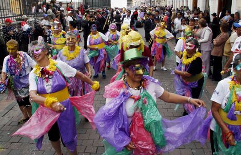 Carnival parade in Quito attracted tens of thousands on Monday.