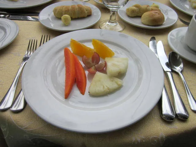 Breakfast fruit presentation at the La Victoria Hotel. 