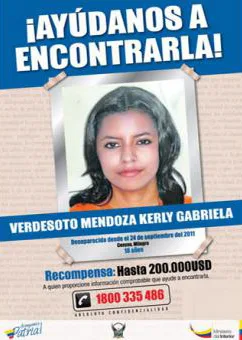 A 2012 missing persons post of Kerly Mendoza.
