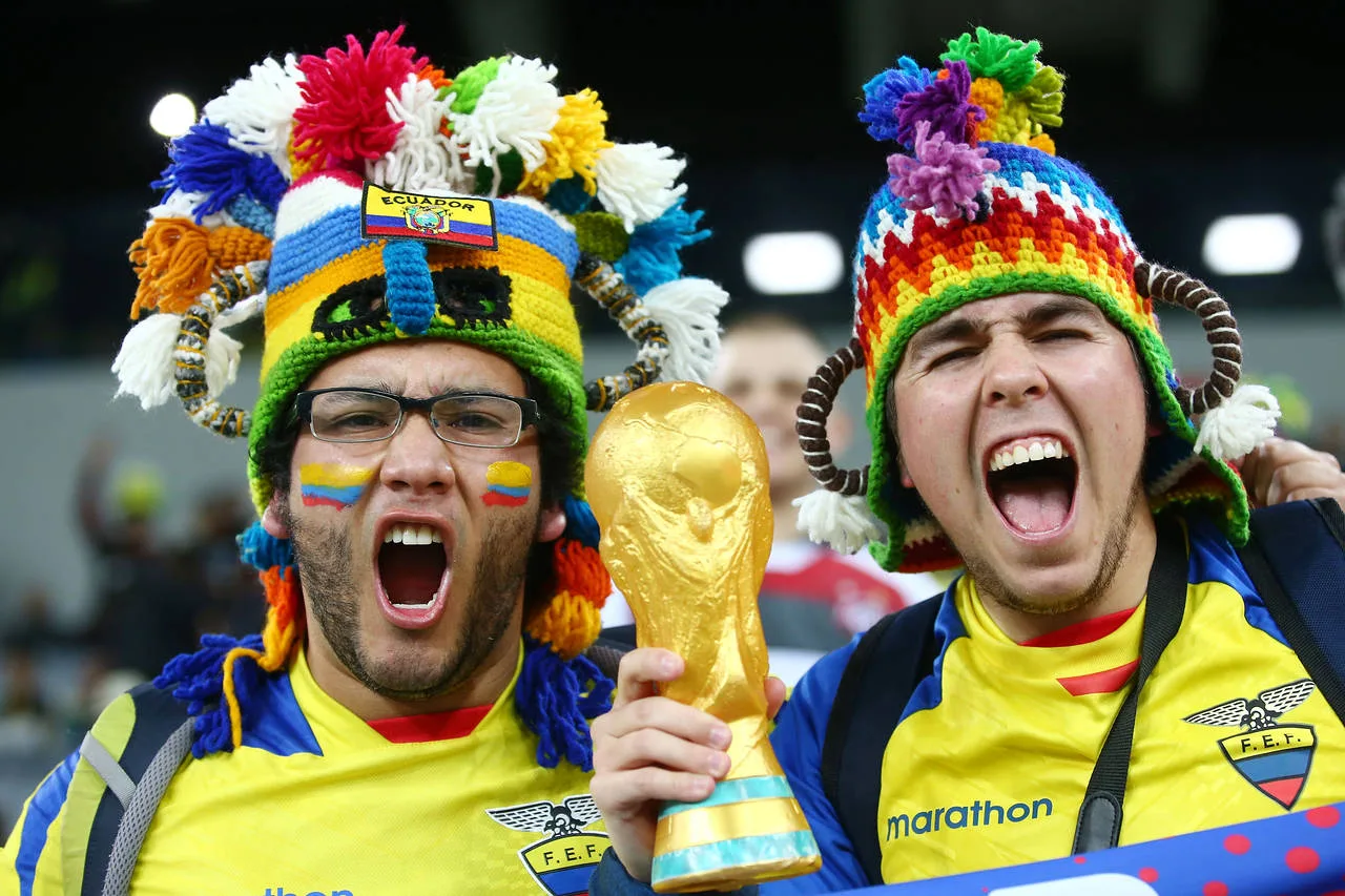 Ecuadorian fans at last year's World Cup match against Honduras. Photo credit: Getty
