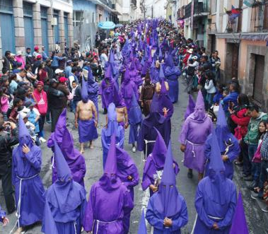 Thousands of the Ecuador faithful participate in Good Friday parades and Catholic rituals