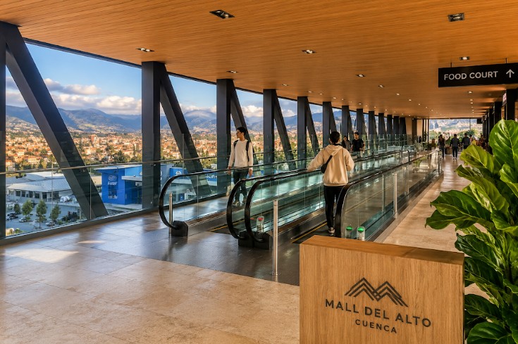 Two malls, a mountain, and a bridge