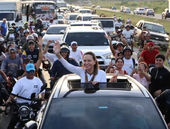 Venezuela’s María Machado returns from exile to crowds of cheering supporters